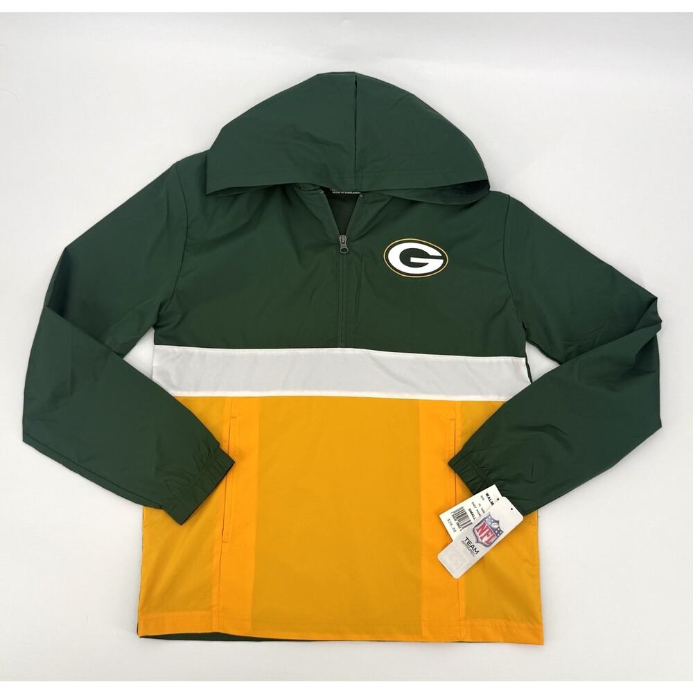 Green Bay Packers NFL 1/4 Zip Pullover Men’s Size SMALL Lightweight Windbreaker